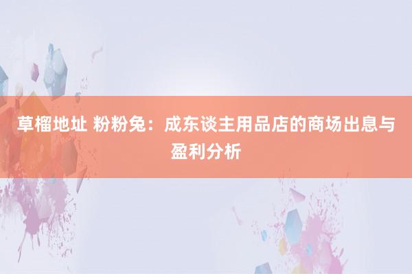 草榴地址 粉粉兔：成东谈主用品店的商场出息与盈利分析
