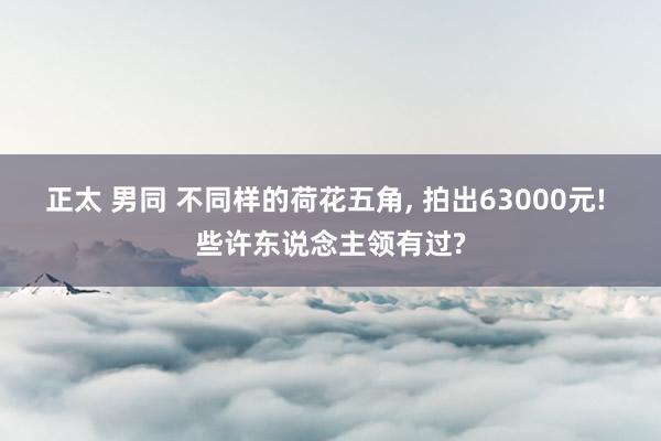 正太 男同 不同样的荷花五角， 拍出63000元! 些许东说念主领有过?